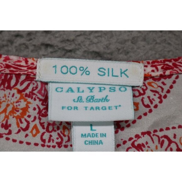 Calypso St Barth 3/4 Sleeve 100% Silk Tunic-Size Large-Crochet - Picture 7 of 10